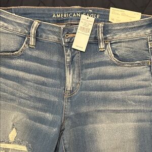 American Eagle Outfitters Women's Light Blue Distressed Jegging Jeans